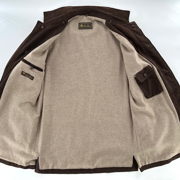 LORO PIANA Brown Fine Suede Leather 100% Cashmere Jacket Coat Intrecciato 48 38 - Picture 8 of 15